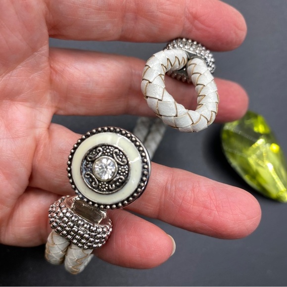 Leather Wrap Snap Bracelet & Dolphin Rhinestone Blue Snap Necklace - Picture 4 of 7